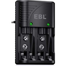 Assess Store Ebl Nı-Mh Aa/aaa ve 9V Piller Için Hızlı Şarj Cihazı - 4 Yönlü LED Ekranlı Şarj Cihazı 6802
