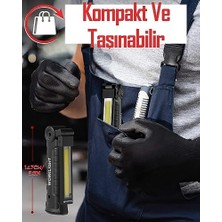 Assess Store El Feneri 5 Modlu 360° LED Çalışma Işığı Iş Lambası Darbeye Dayanıklı Mıknatıslı Kaportacı Feneri 3W