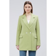 Bolivente Fıstık Yeşili Oversize Dokuma Blazer Ceket