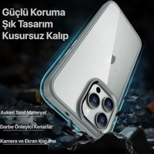 Assess Store 15 Pro Max Için Hybrid Serisi Arkası Kristal Şeffaf Polikarbonat Kenarları Silikon Kamera Lens Çerçevesi ve Tuşları Metal Yüksek Kalite Şeffaf Silikon Kılıf (Titanyum Gri, Klasik)