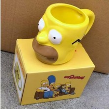 Assess Store The Simpsons 3D Seramik Kupa Bardak, Sarı, Karakter Tasarımlı, Geniş Kulplu