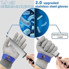 Assess Store Kesilmeye Dayanıklı Eldivenler, Seviye 9 Paslanmaz Çelik Kesilmeye Dayanıklı Eldivenler Gıda Sınıfı, Beyaz Nylon Eldivenli File Metal Eldiven, Et Balık Istiridye Işleme Için Kesme Eldiveni