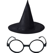 Uravas Store Harry Potter Büyücü Şapkası ve Harry Potter Büyücü Gözlüğü Siyah Renk