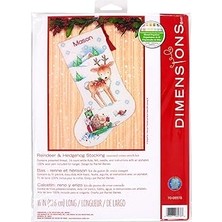 Uravas Store Dimensions Kanaviçe "ren Geyiği ve Kirpi" Kişiselleştirilmiş Noel Çorap Seti, Beyaz 14 Ad