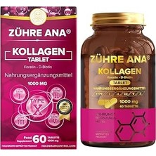 Uravas Store Zühre Ana 5 Tip Hidrolize Kolajen Tip 1, Tip 2, Tip 3, Tip 5, Tip 10 ve Keratin, Biotin 60 Tablet