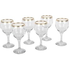 Uravas Store Lav Misket Gold Çizgili Kırmızı 6'lı Şarap Kadehi