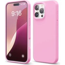 Assess Store 16 Pro Max Uyumlu Özel Ipeksi Dokunuş Hissi Veren Içi Yumuşak Kadife Lansman Silikon Kılıf Kapak (Pembe)