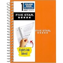 Uravas Store Five Star Spiral Defter, 1 Konu, Kolej Çizgili, 11X18CM Kişisel Boy, 80 Yaprak, Turuncu