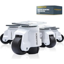 Assess Store Powertec 17300 5 cm Tesviye Tekerleri 4'lü Set, Ayarlanabilir Cırcır Saplı Ağır Hizmet, Geri Çekilebilir