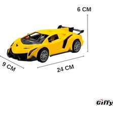 Assess Store Oyuncak Uzaktan Kumandalı Şarjlı Kapıları ve Bagajı Açılan 24 cm Spor Arabası Işıklı 1:18 Ölçek (Sarı)