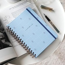 Uravas Store Paperora A5 Spiralli Sert Kapak Lastikli Kareli Not Defteri Mavi Nazar