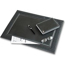 Uravas Store 2k 4722 Sümen Takımı Suni Deri Hilton Kenar Desenli Tek Parça Kapaklı Pad Sümen 55X42 Cm, Siyah