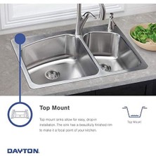 Assess Store DSEP1515C Dayton Tek Kase Drop-In Paslanmaz Çelik Bar Lavabo + Musluk Kiti