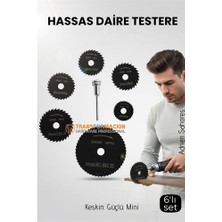 TKÇ 6'lı Karbür Çelik Mini Daire Testere Seti - Hss Döner Kesici Bıçak ve Mandren Takımı