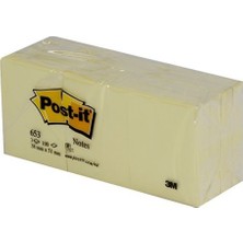 Post-It 653 Sarı Yapışkanlı Not Kağıdı 12'li Paket 38 x 51 Mm Ölçülerle Pratik Kullanım
