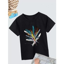 Efnaz Style Kız Çocuk Baskılı T-Shirt- Siyah