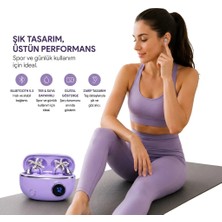Feer Teknoloji Premium Tasarım Charmlı Kablosuz Kulaklık -Mat Siyah- Krem Bluetooth Kulaklık, LED Pil Göstergeli, Özel Takı Tasarımlı Kulak Askısı