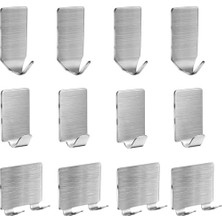 Assess Store Paslanmaz Çelik Kancalar, 12 Paket Ağır Hizmet Tipi Kendinden Yapışkanlı Banyo Kancaları, Izsiz Çivi Yok-Pas Önleyici Banyo, Mutfak, Vestiyer Için Su Geçirmez Duş Kancaları