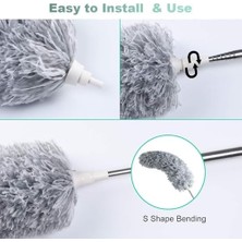 Assess Store Uzatılabilir Mikrofiber Toz Bezi, Ekstra Uzun 100 Inç Teleskopik Sap ve Bükülebilir Başlıklı Tüy Toz Bezi, Yıkanabilir, Yüksek Tavan Vantilatörlerini, Arabaları, Panjurları, Örümcek Ağını