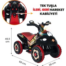 Uj Toys Muzıklı Isıklı ATV Karınca 6 V Tek Kişilik 35 kg Taşıma Kapasitesi Siyah Kırmızı