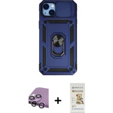 Marsilyan™- iPhone 14 Plus Kılıf Ahenk Klasik - Siyah Mat Seramik Nano Ekran Koruyucu + Raze Metal Kamera Lens - Gs