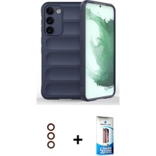 Marsilyan™- Galaxy S23 Plus Kılıf Atlas Koleksiyonu - Siyah 5d Eko Cam Ekran Koruyucu + Metal Kamera Lens - Kı