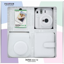 Assess Store Mini 12 Fotoğraf Makinesi 10'lu Film Kare Albüm ve Deri Kılıf Bundle Box (Beyaz)