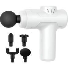 Assess Store Şarjlı Masaj Tabancası, 4 Başlıklı Masaj Aleti TP-1030 - Beyaz