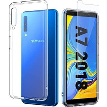 Assess Store Galaxy A7 2018 Şeffaf Silikon + Cam Ekran Koruyucu