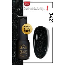 Cr-Oje Kalıcı Oje J421 - Siyah Simli (5 ML)