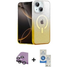 Marsilyan™- iPhone 14 Kılıf Eksen Minimal Özel Seri - Şeffaf Royal Nano Ekran Koruyucu + Raze Metal Kamera Lens - Gs