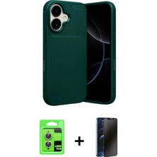Marsilyan™- iPhone 17 Kılıf Eksen Form Prime - Siyah 3D Antistatik Hayalet Cam Ekran Koruyucu + Raze Metal Kamera Lens - Gs