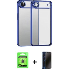 Marsilyan™- iPhone 17 Air Kılıf Vadi Minimal - Siyah 3D Antistatik Hayalet Cam Ekran Koruyucu + Raze Metal Kamera Lens - Gd
