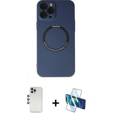 Marsilyan™- iPhone 12 Pro Kılıf Zirve Klasik Prime - Siyah 3D Antistatik Cam Ekran Koruyucu + Shine Kamera Lens - Gs