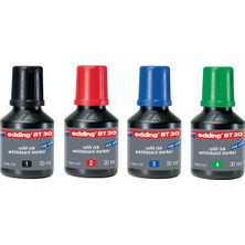 Edding BT-30 Beyaz Tahta Kalem Mürekkebi 30 ml 4 Renk Yazı Tahtası Kalemi