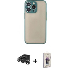 Marsilyan™- iPhone 15 Pro Max Kılıf Ahenk Çizgi Serisi - Siyah Bilvis 3D Cam Ekran Koruyucu + Raze Metal Kamera Lens - Gs