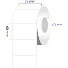 Assess Store Eko Termal Terazi Etiketi 58MM x 40MM Ruloda 500 Adet 40MM Çapında Direk Termal Transfer Etiketi