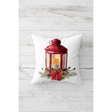 Assess Store Pelangi Ekose Yılbaşı Konsept Gizli Fermuarlı Kırlent Kılıfı Koltuk Yastık Kılıfı TAKIM(4ADET), Beyaz-Kırmızı 45 x 45