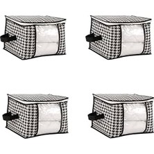 Assess Store 4 Adet Lüks Pencereli Çok Amaçlı Dolap Düzenleyici Hurç Çorap Hurcu 34 x 22 x 22 cm (Siyah)