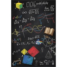 Kartela Halı Eğitici Matematik ve Bilim Temalı Kara Tahta Desenli Oyun Halısı - Kaymaz Taban, Makinede Yıkanabilir Çocuk ve Genç Odası Halısı