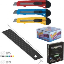 Ark Profesyonel Maket Bıçağı ve 18 mm Yedek Uç Karışık Renk 1 Adet Maket Bıçağı 10'lu Yedek Bıçak