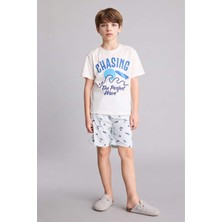 DeFacto %100 Pamuk Regular Fit Desenli 2'li Pijama Takımı Erkek Çocuk H4106A826HS