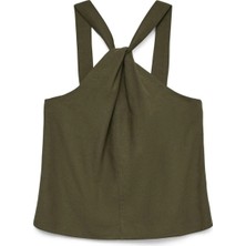 Vero Moda Haki Kadın T-Shirt Vmjosephıne S/l Knot Top  Wvn Btq S