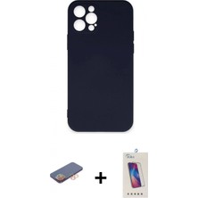 Marsilyan™- iPhone 12 Pro Max Kılıf Ahenk Serisi - Siyah Joko 5d Cam + Renkli Kamera Lens Koruma Cam - Tu