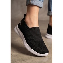 Liarca Cloudwalk Comfort Siyah Beyaz Rahat Günlük Yumuşak Tabanlı 4 Mevsim Trend Kadın Slip-On Sneaker Ayakkabı
