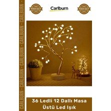 Carlburn Özel Üretim 36 Ledli 12 Dallı Pilli USB Girişli Işıklı Ağaç Inci LED Dekoratif Masa Üstü LED Işık