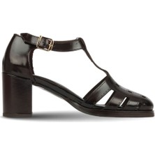 Bueno Shoes Siyah Açma Deri Kadın Topuklu Sandalet 39WA2955 39WA2955