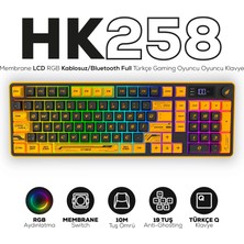 Hawk Gaming HK258 LCD Rgb Kablosuz/bluetooth Sarı Siyah Gaming Klavye