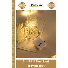 Carlburn Özel Üretim Dekoratif Aydınlatma Şık Tasarım Esnek Tel Mikro Pil Kutu 2m Pilli Peri LED Beyaz Işık