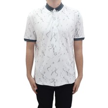 Santa Fistan Store Erkek Desenli Spor Kesim Rahat Kalıp Cepsiz Polo Yaka T-Shirt